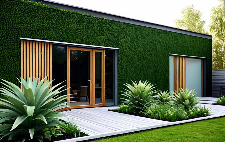 Eco-Friendly Home Exterior**
"A modern, family-friendly house exterior featuring eco-friendly materials like recycled wood and living green walls, fully clothed people tending a garden, soft natural lighting, sustainable design, safe for work, appropriate content, perfect anatomy, correct proportions, natural pose, professional architecture photography, high quality, modest."
**