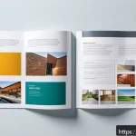 건축자재 카탈로그 제작 가이드 - A professional architectural materials catalog layout showing a clean, modern design with a cohesive...